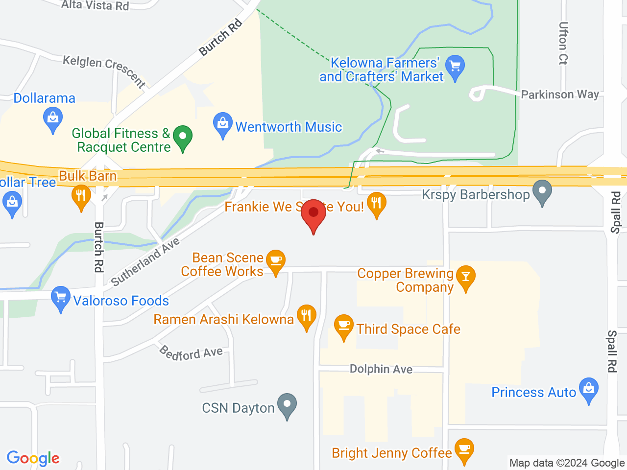 Street map for Tenzo, 1632 Dickson Ave #335, Kelowna BC