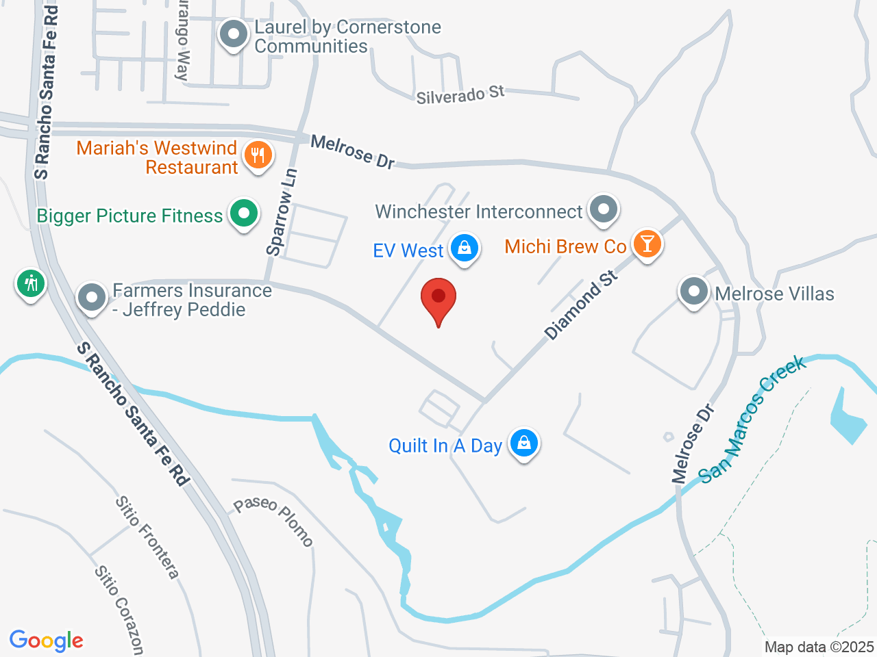 Street map for Piece Water, 1790 La Costa Meadows Dr, San Marcos CA