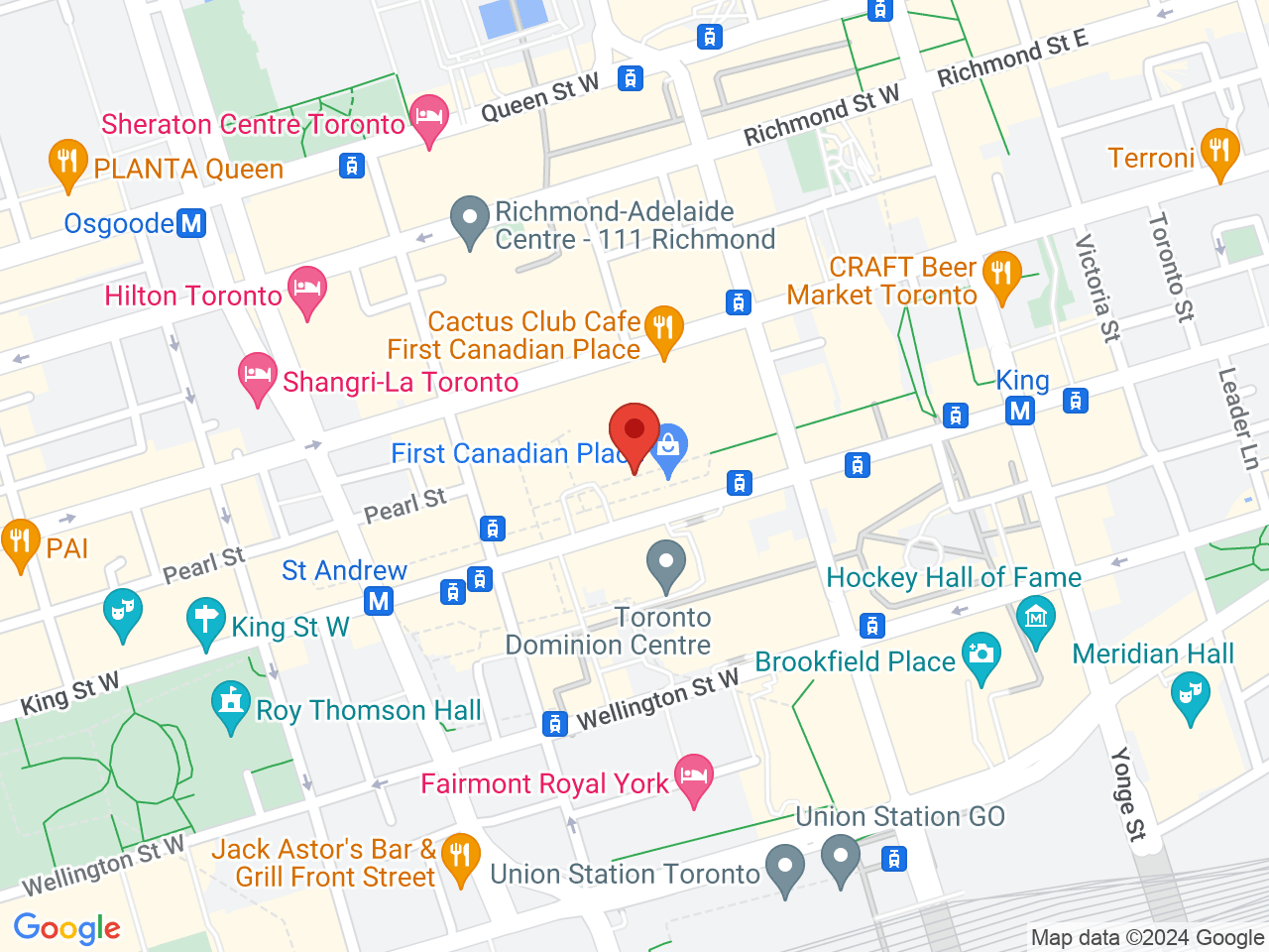 Street map for CannMart Inc, 100 King St W #1600, Toronto ON