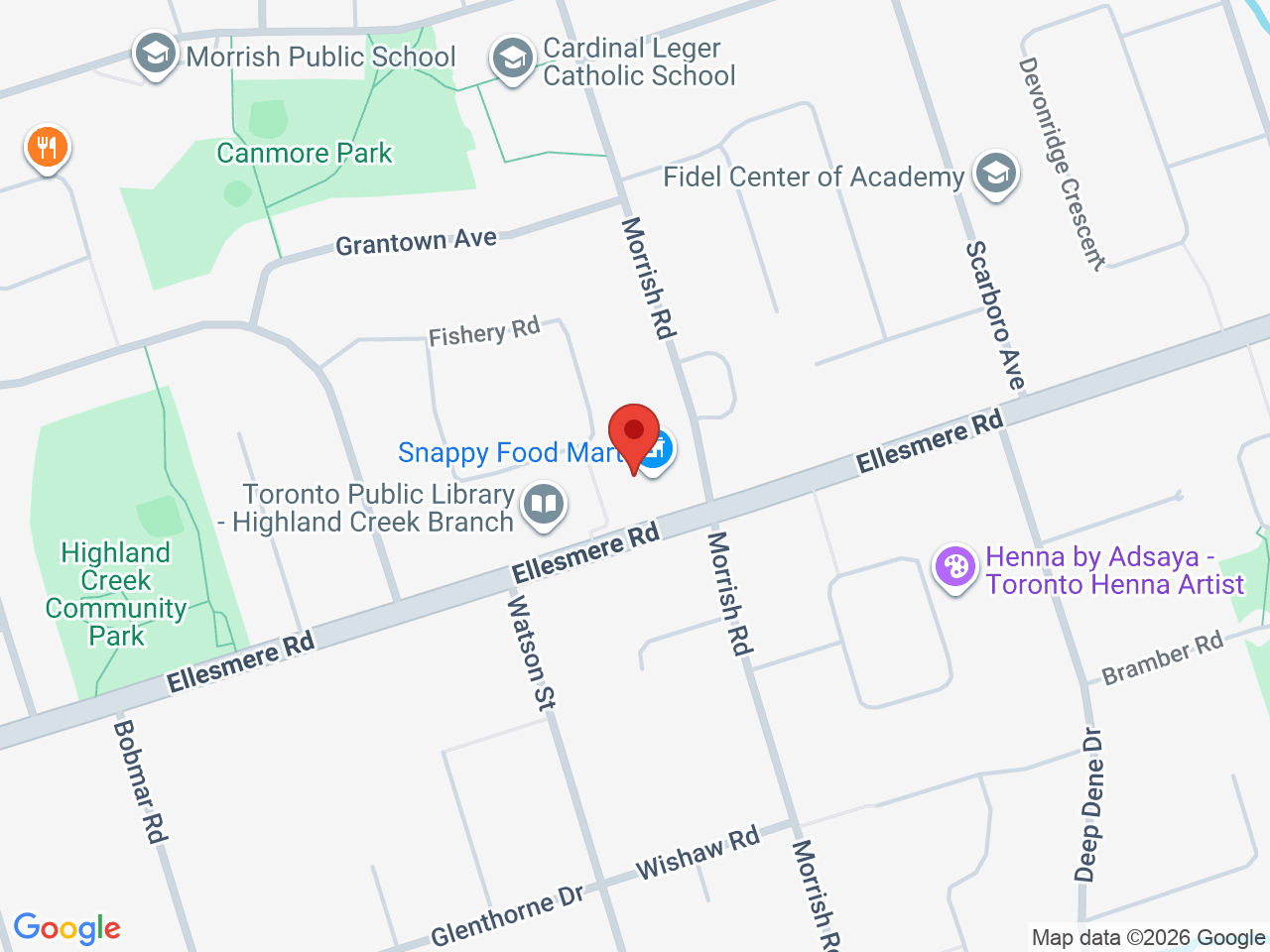 Street map for Axea, 3600 Ellesmere Rd, Scarborough ON