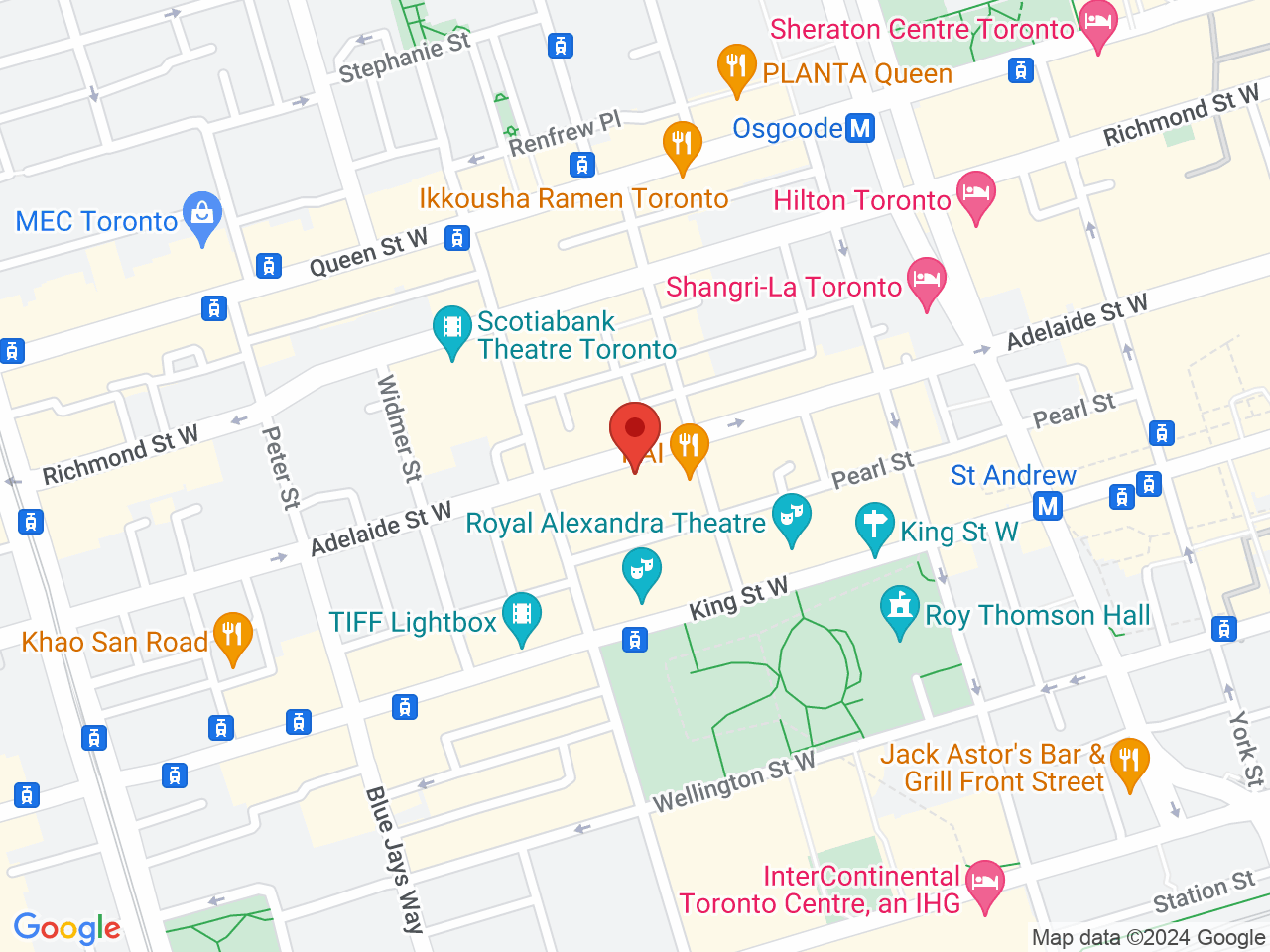 Street map for Latitude, 257 Adelaide St. W. Suite 500, Toronto ON