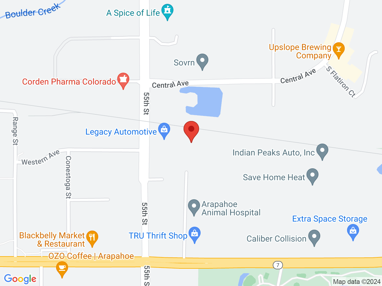 Street map for O.Pen Reserve, 5575 Arapahoe Ave., Suite A, Boulder CO