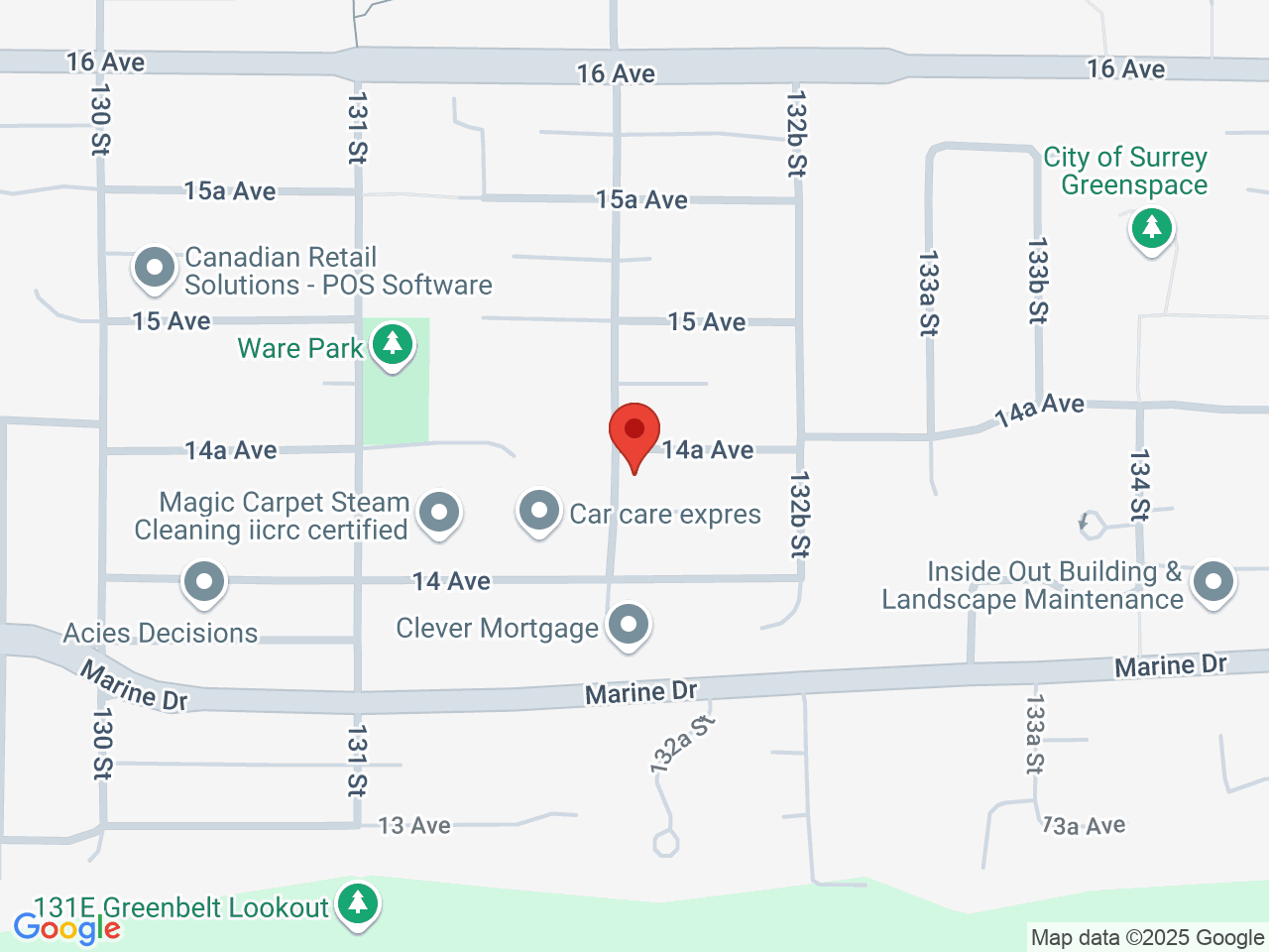 Street map for White Rabbit OG, 13214 14a Ave, Surrey BC