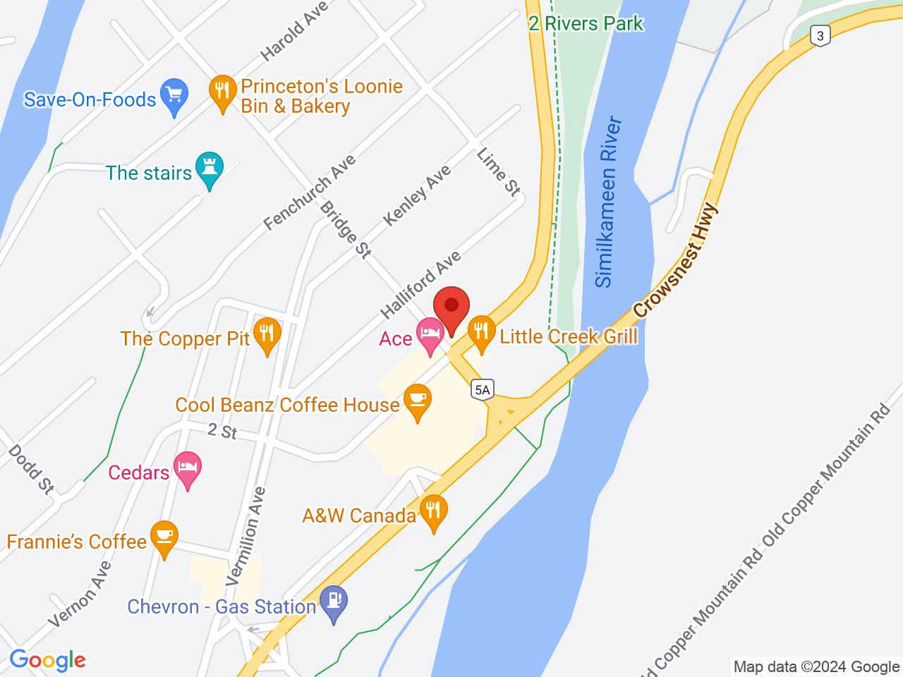 Street map for BC Green, PO Box 728, Princeton BC