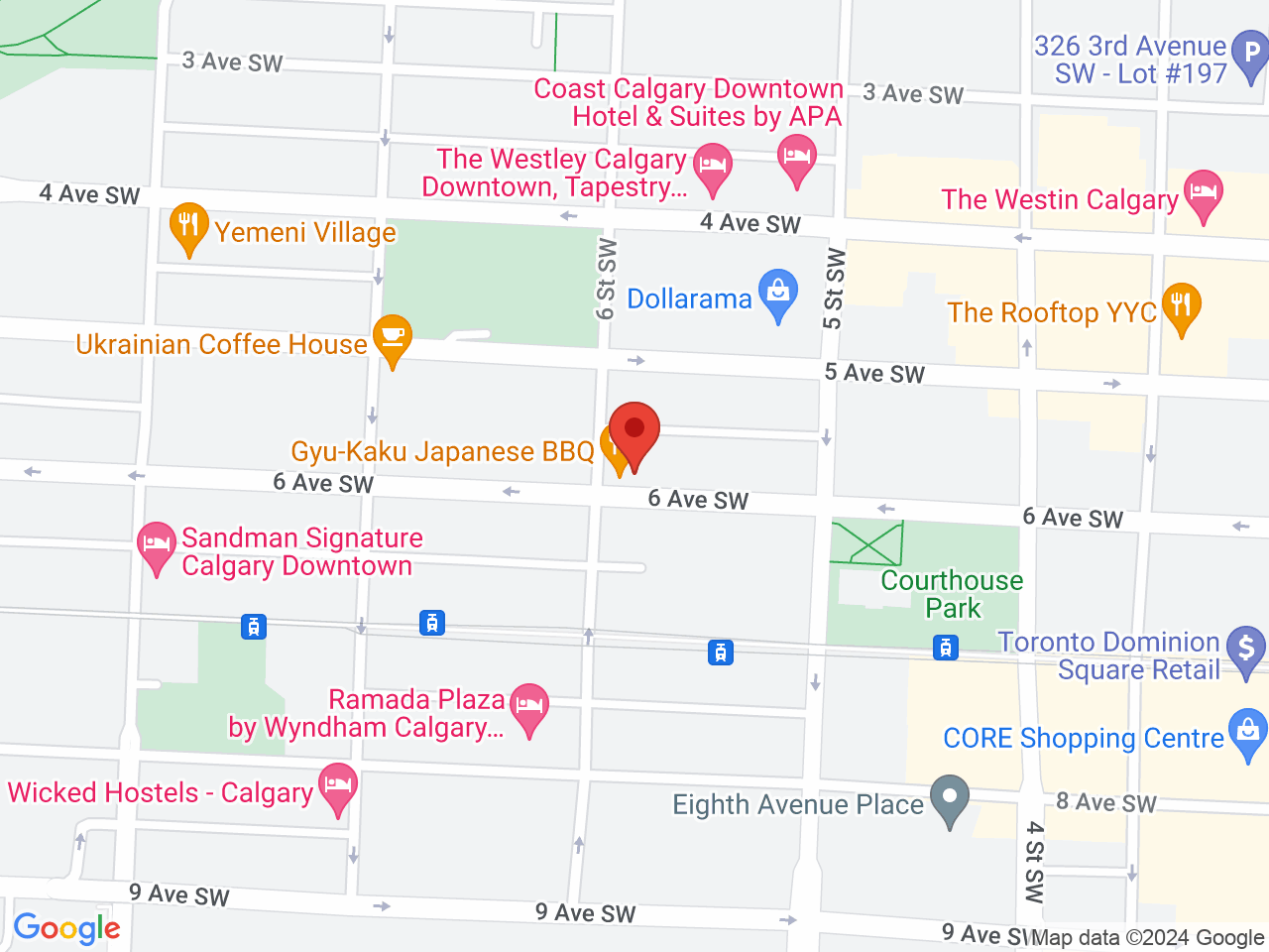 Street map for Sugarbud, #620, 634 6th Avenue SW, Calgary AB
