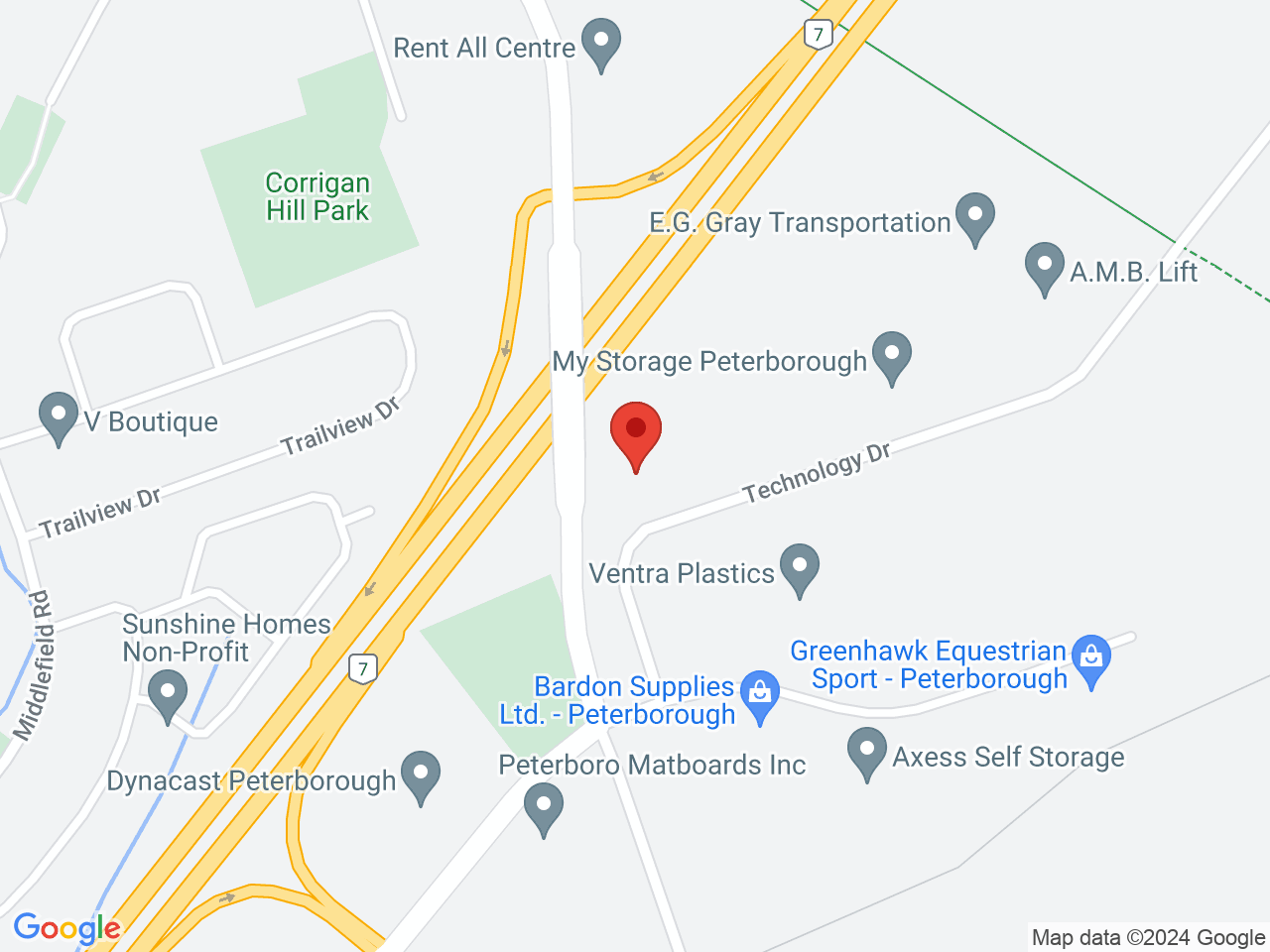 Street map for Strain Rec, 760 Technology Dr, Peterborough ON