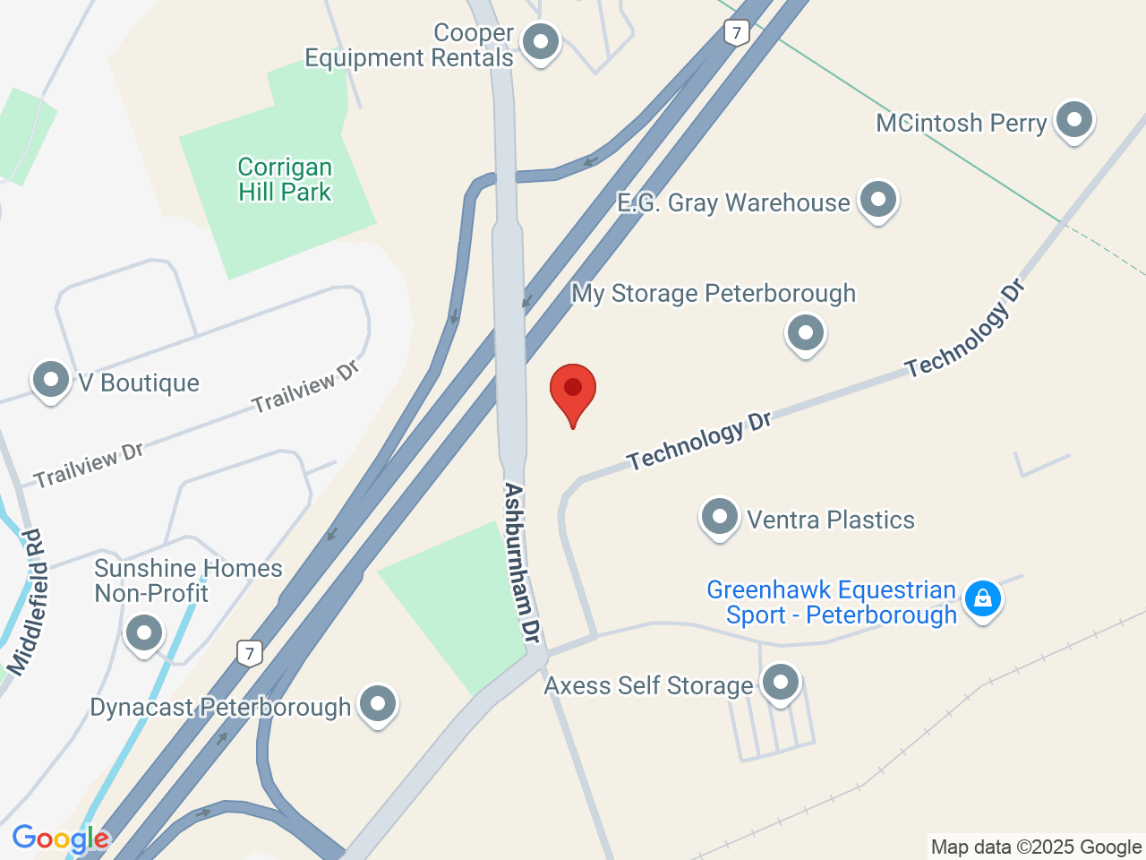 Street map for Strain Rec, 760 Technology Dr, Peterborough ON