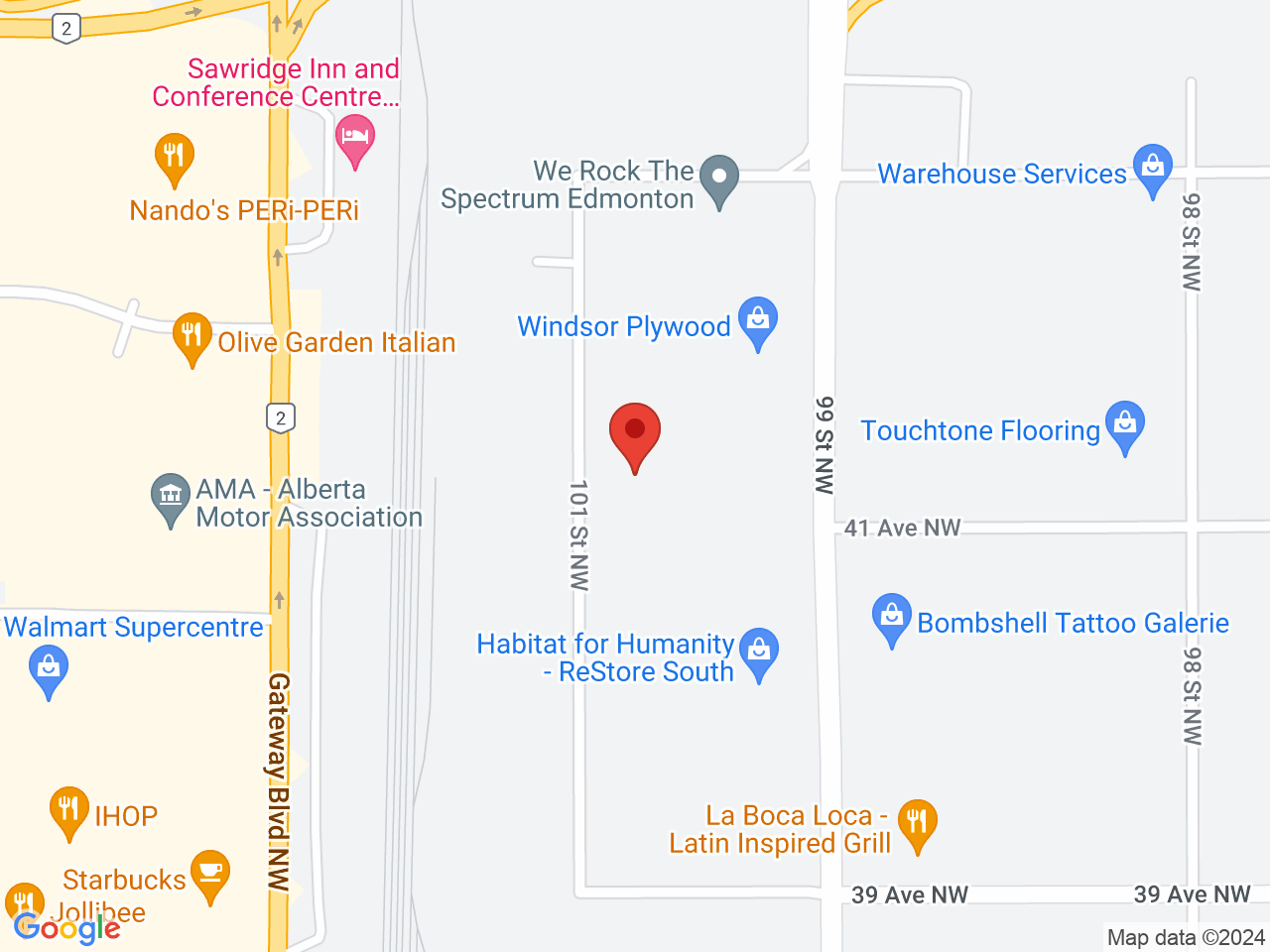 Street map for TRX, 4035 101 St NW, Edmonton AB