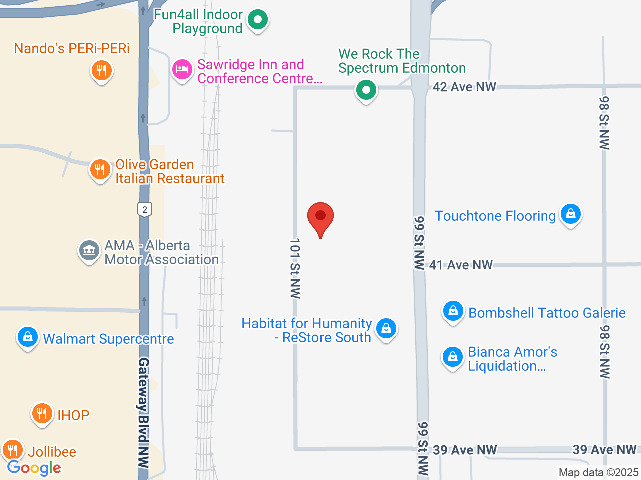 Street map for TRX, 4035 101 St NW, Edmonton AB