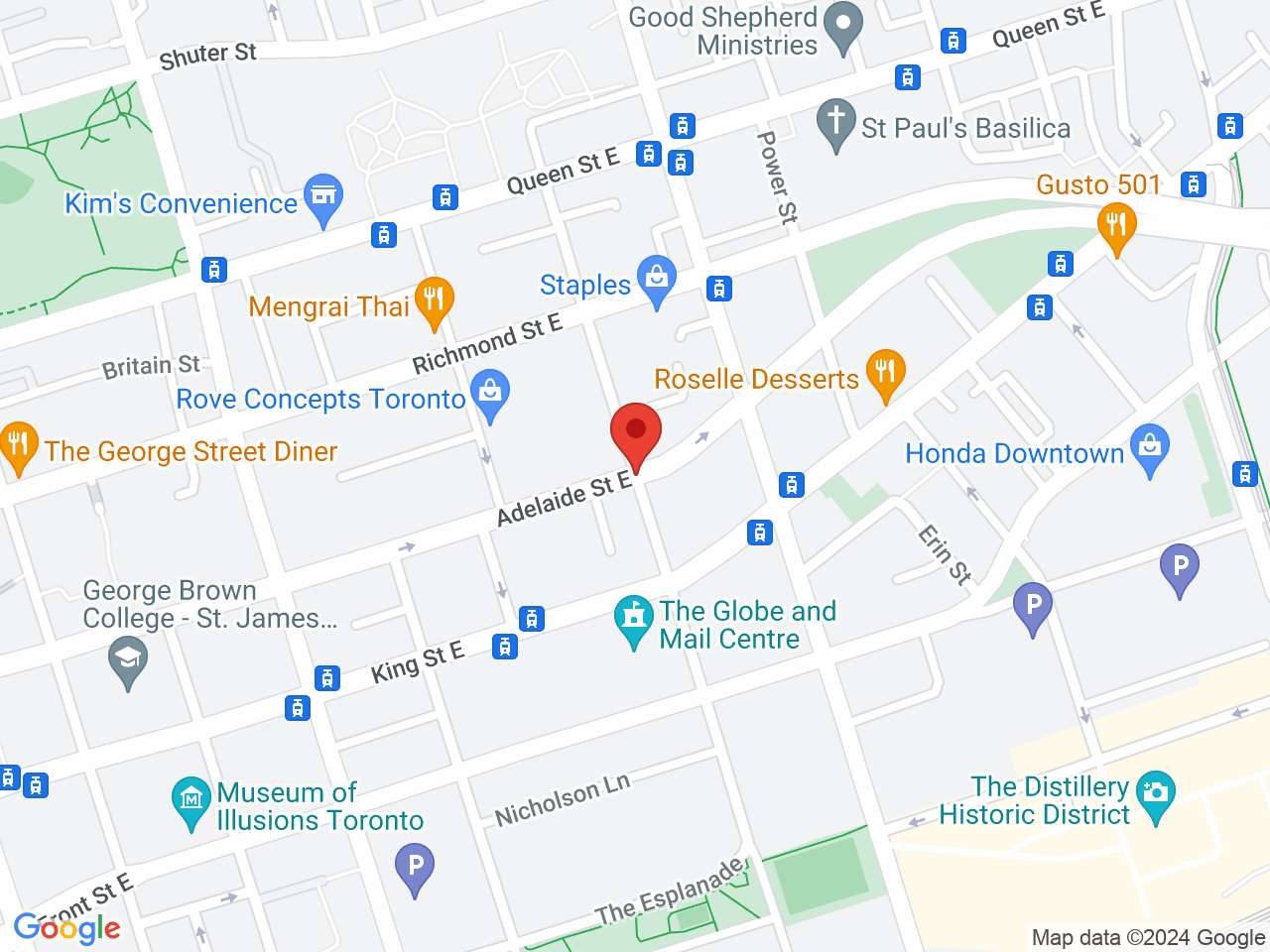Street map for Avana, PO Box 105 STN Adelaide, Toronto ON