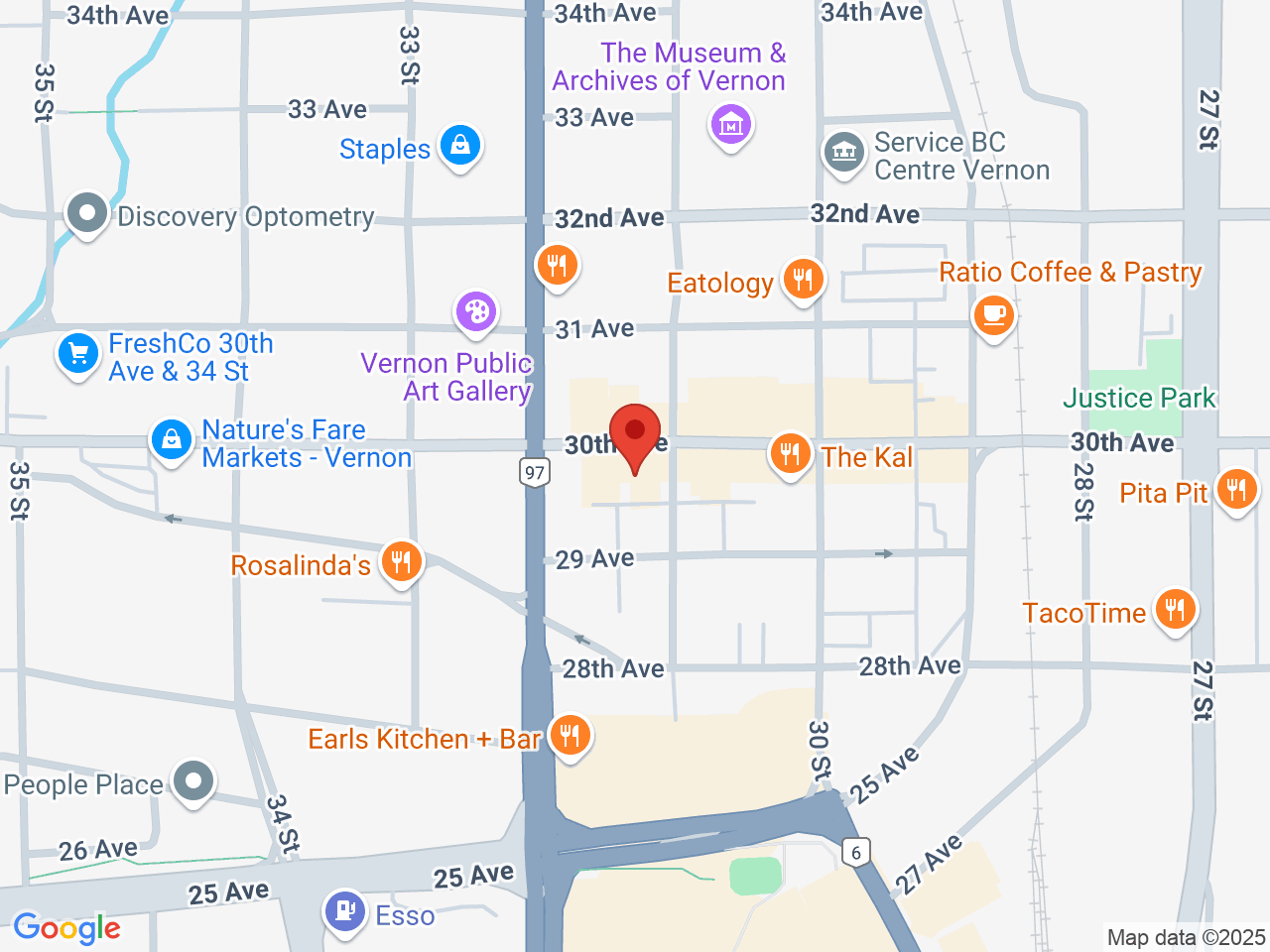 Street map for Dymond Concentrates 2.0, 480 - 3104 30th. Ave, Vernon BC