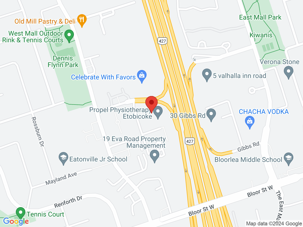 Street map for Nuveev, 1 Eva Rd, #416, Toronto ON