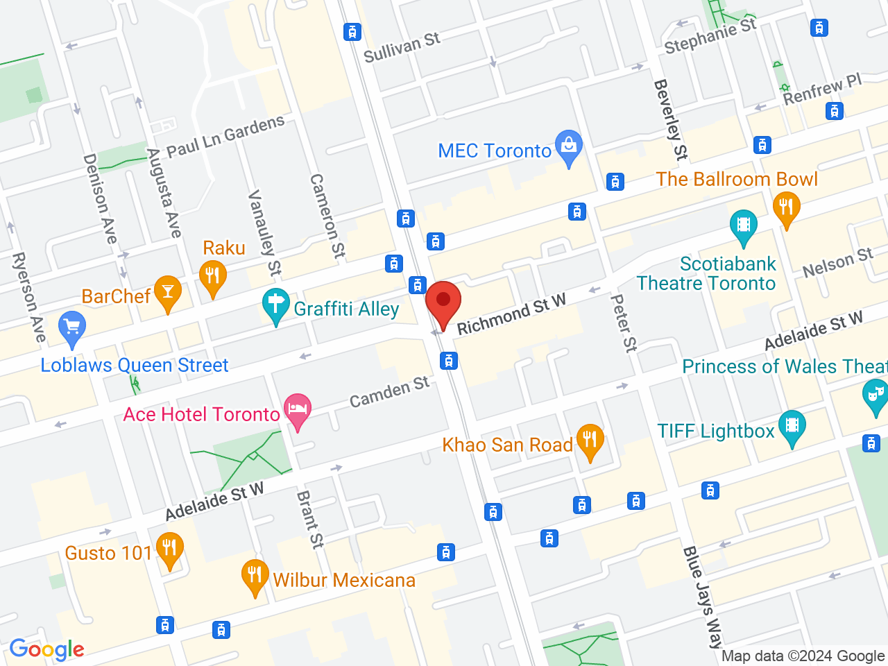 Street map for Parcel, 777 Richmond St W Unit 002, Toronto ON