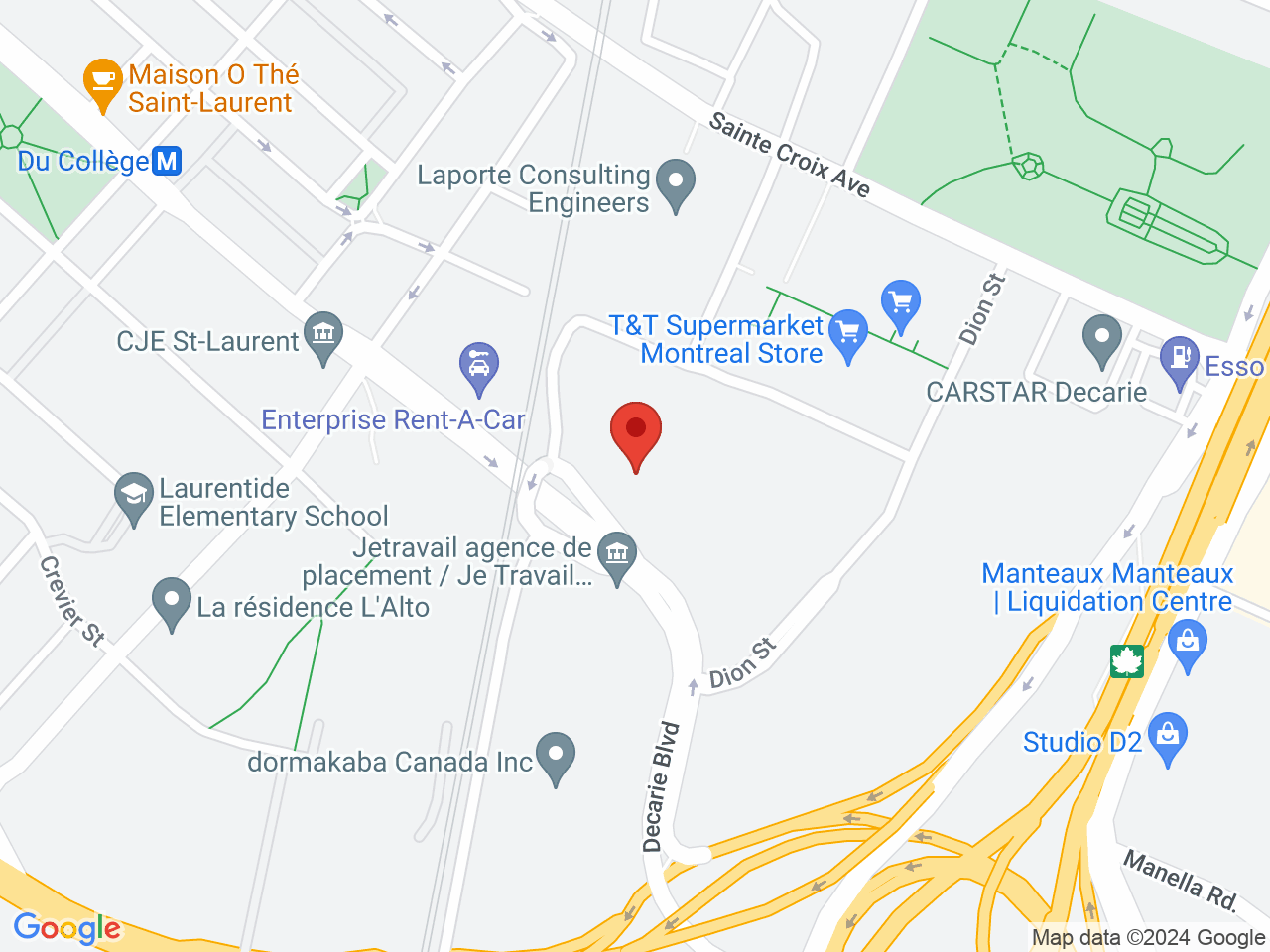 Street map for Nugz Joints, 333 Decarie Blvd Suite 200, Saint-Laurent QC