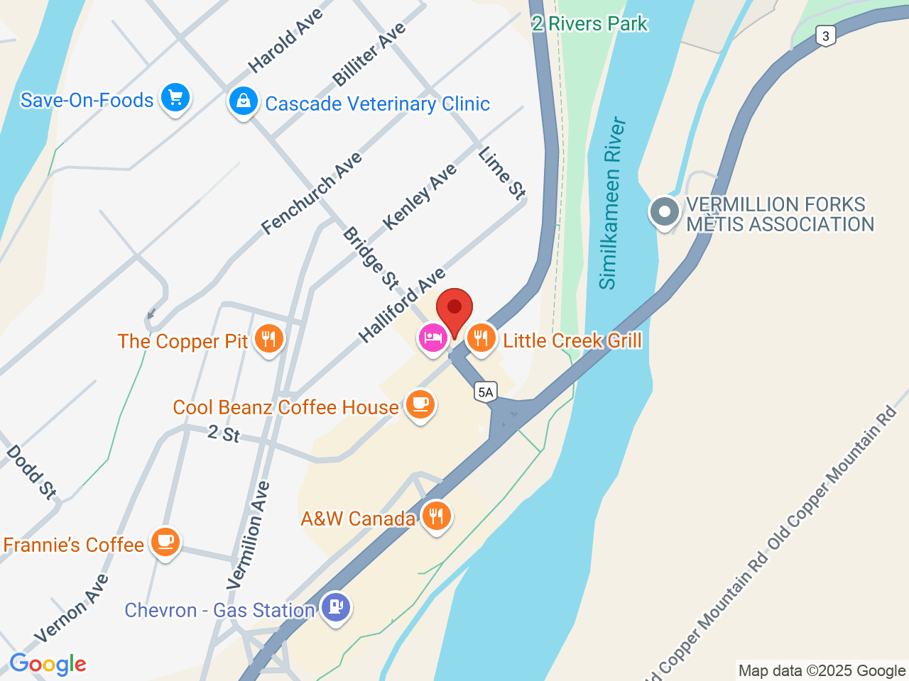 Street map for Castle Rock Farms, PO Box 728, Princeton BC