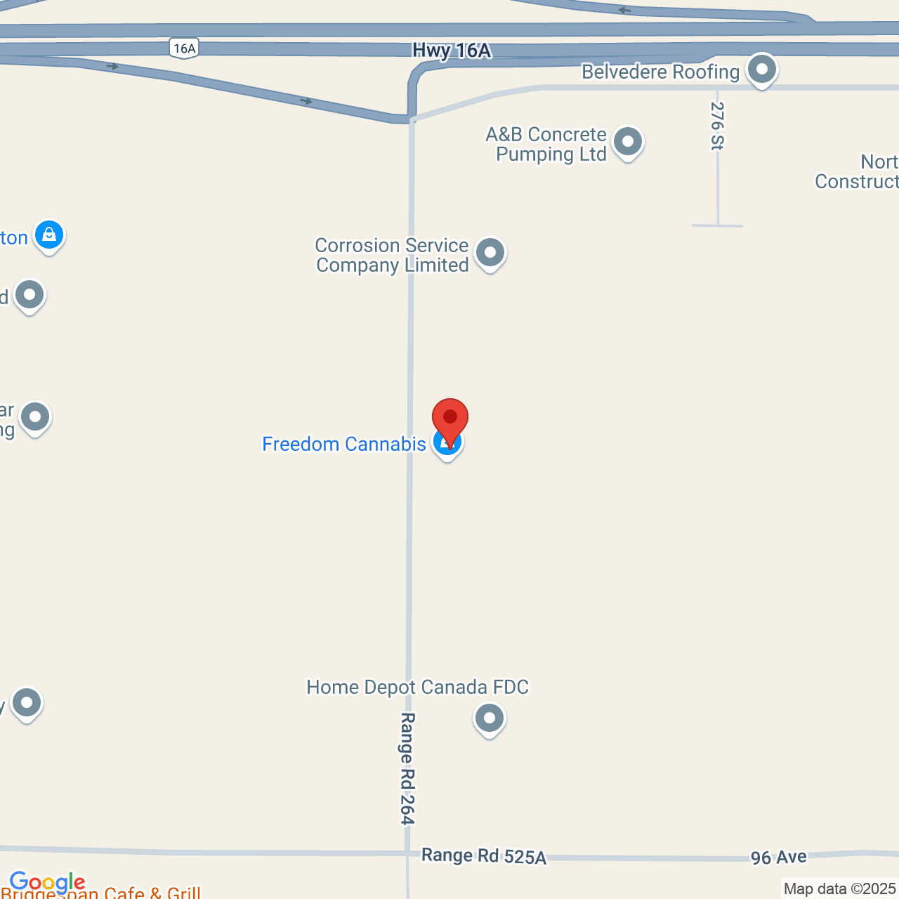 Street map for Freedom Cannabis, 9827 279 St, Acheson AB