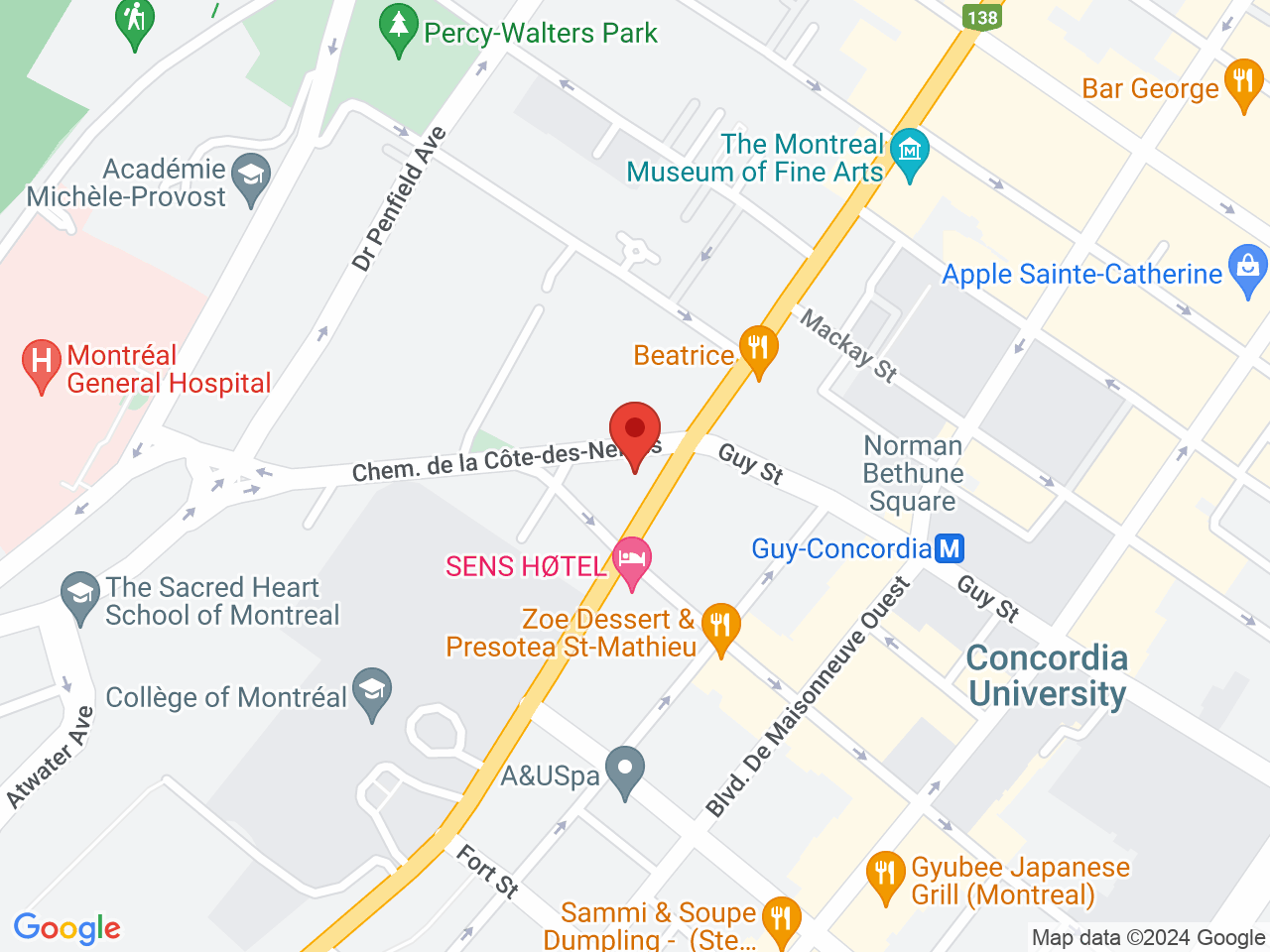 Street map for Cactus, 1617 Rue Sherbrooke Ouest, Montreal QC
