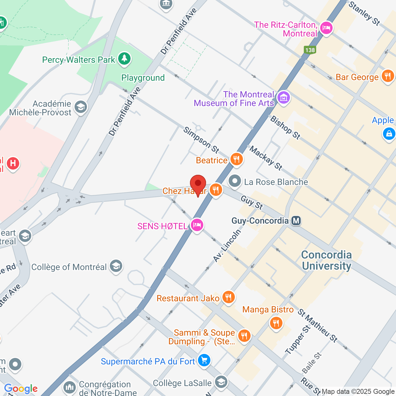 Street map for Cactus, 1617 Rue Sherbrooke Ouest, Montreal QC