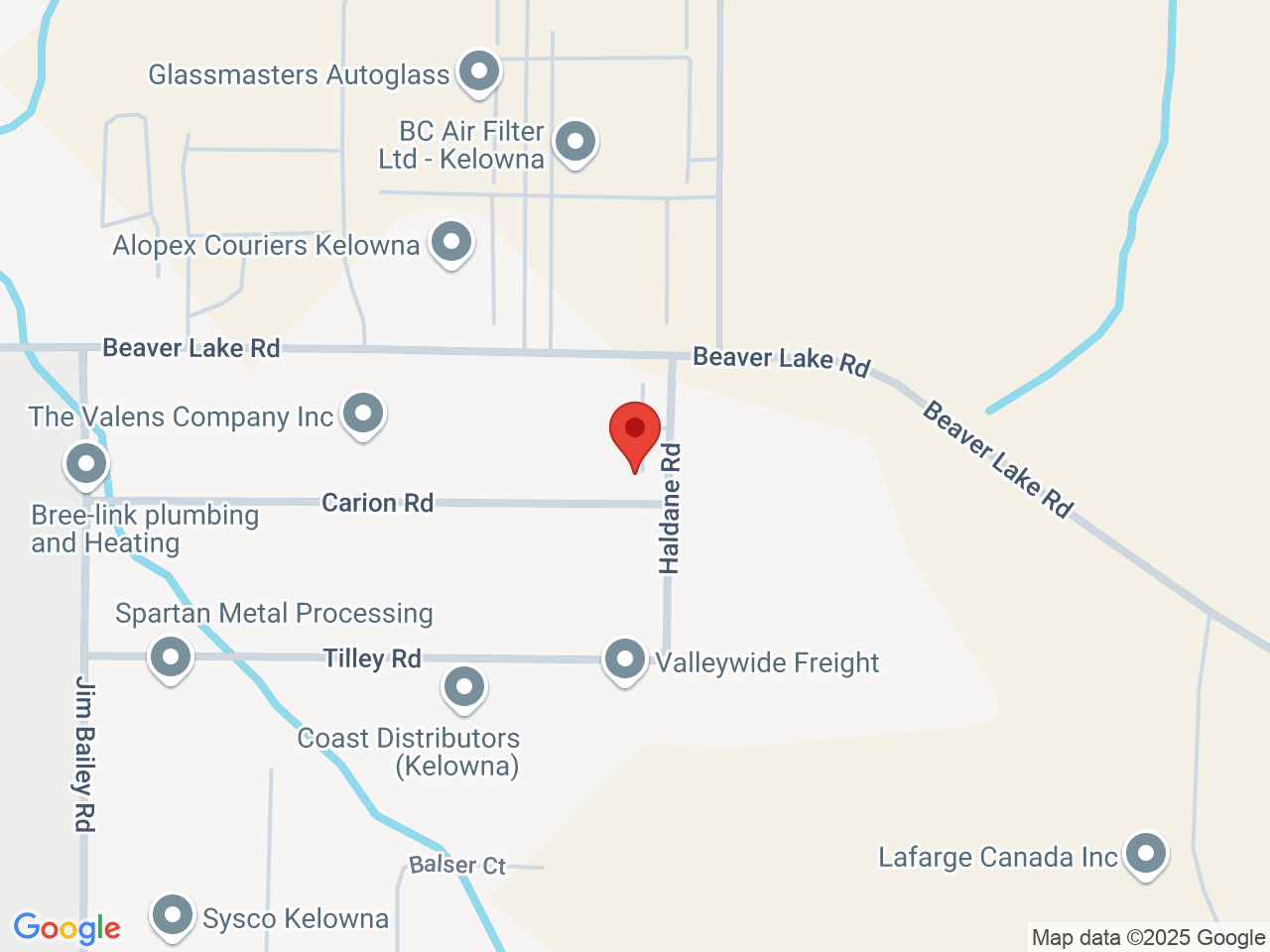 Street map for Terra Labs, 9526 Haldane Rd, Kelowna BC