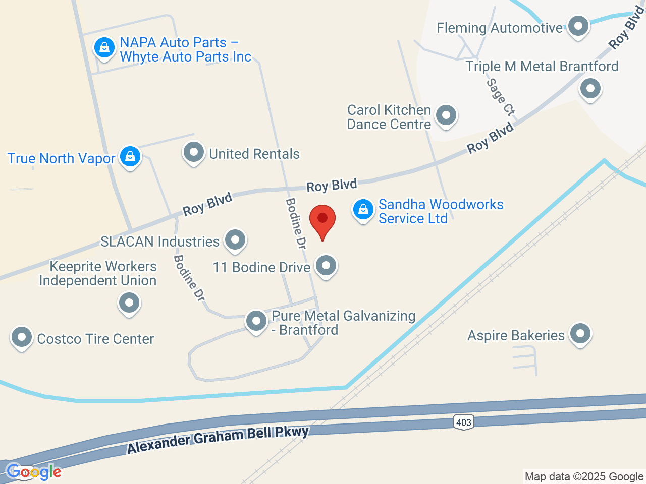 Street map for Khushi, 11 Bodine Dr, Brantford ON