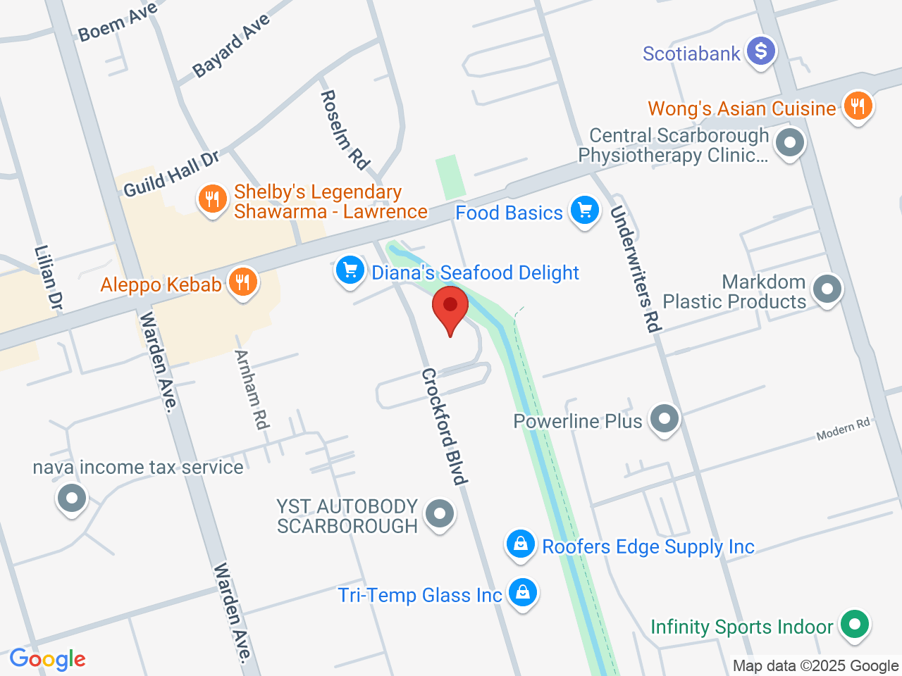 Street map for hifeelu, 123 Crockford St, Scarborough ON