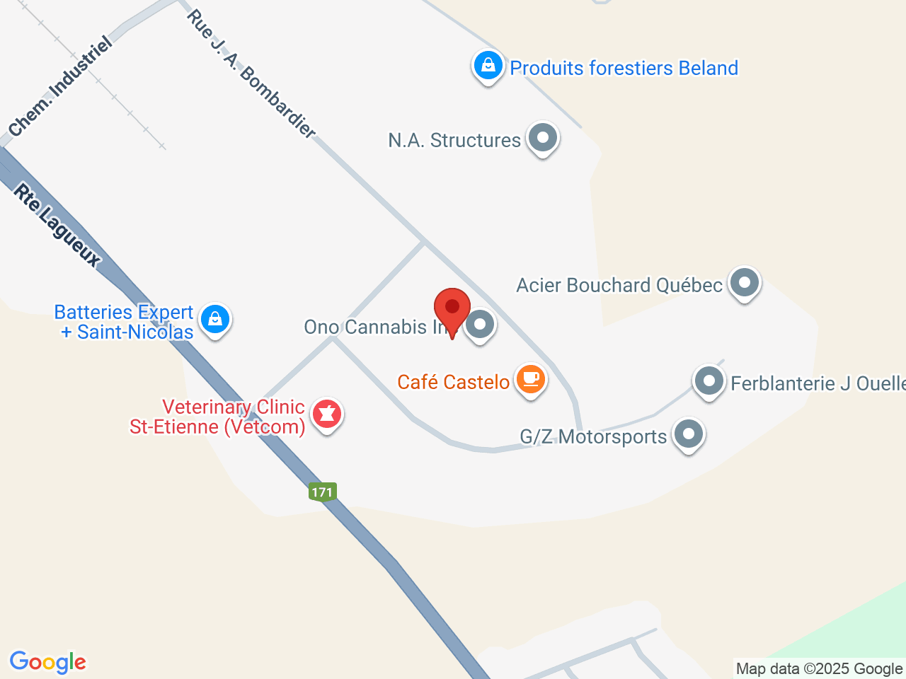 Street map for WAZA, 1310 Rue J. A. Bombardier, Saint-Nicolas QC