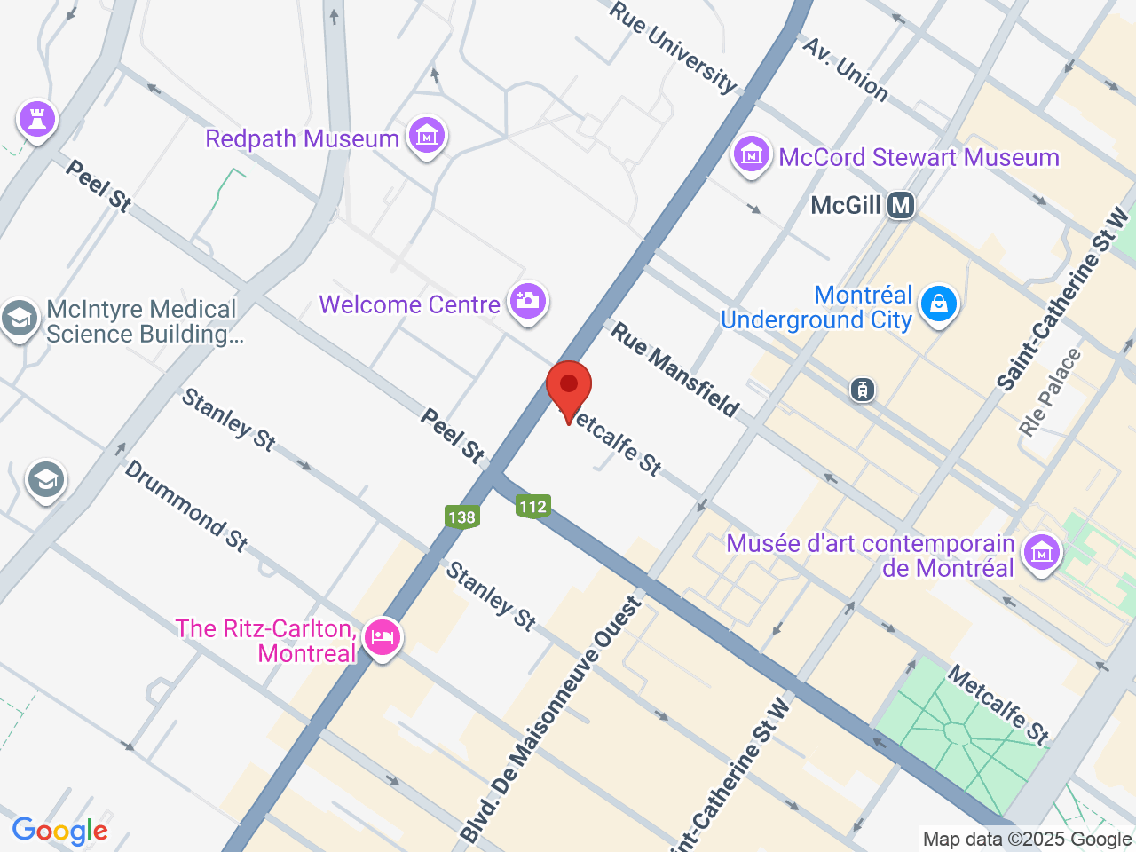 Street map for Microcannabi, 1010 Sherbrooke St West Ste 1800, Montreal QC