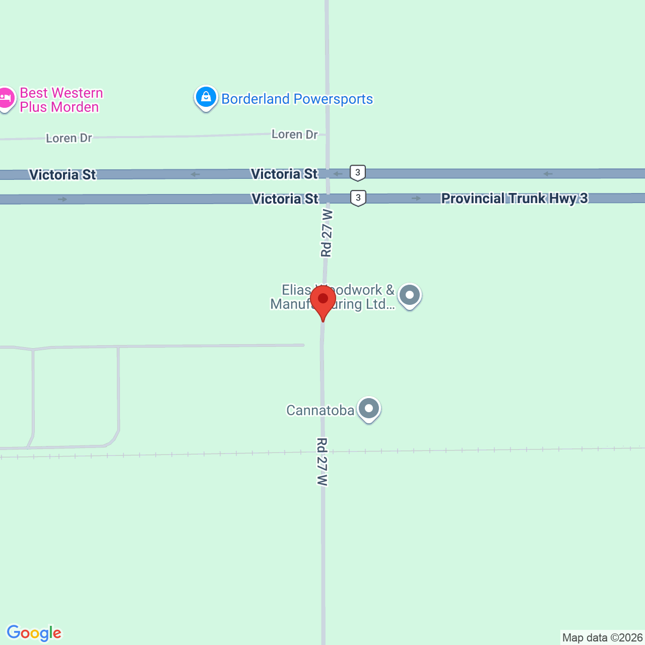 Street map for Wreckroom, 12133 Rd 27W, Morden MB